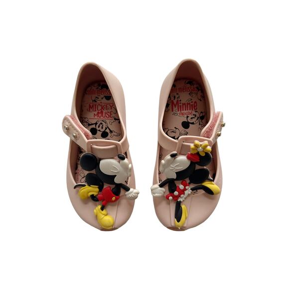 Mini Melissa Mickey + Minnie T-Strap Flats Size 7 - Picture 2 of 6